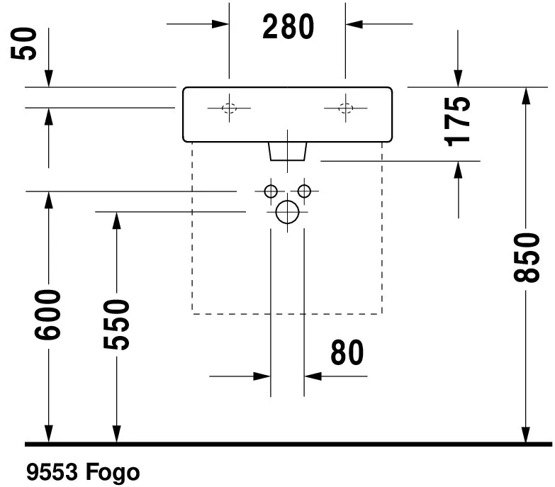 Wandwaschtisch „Vero“, mit Überlauf, Hahnlochposition mittig Wandwaschtisch „Vero“, mit Überlauf, Hahnlochposition mittig