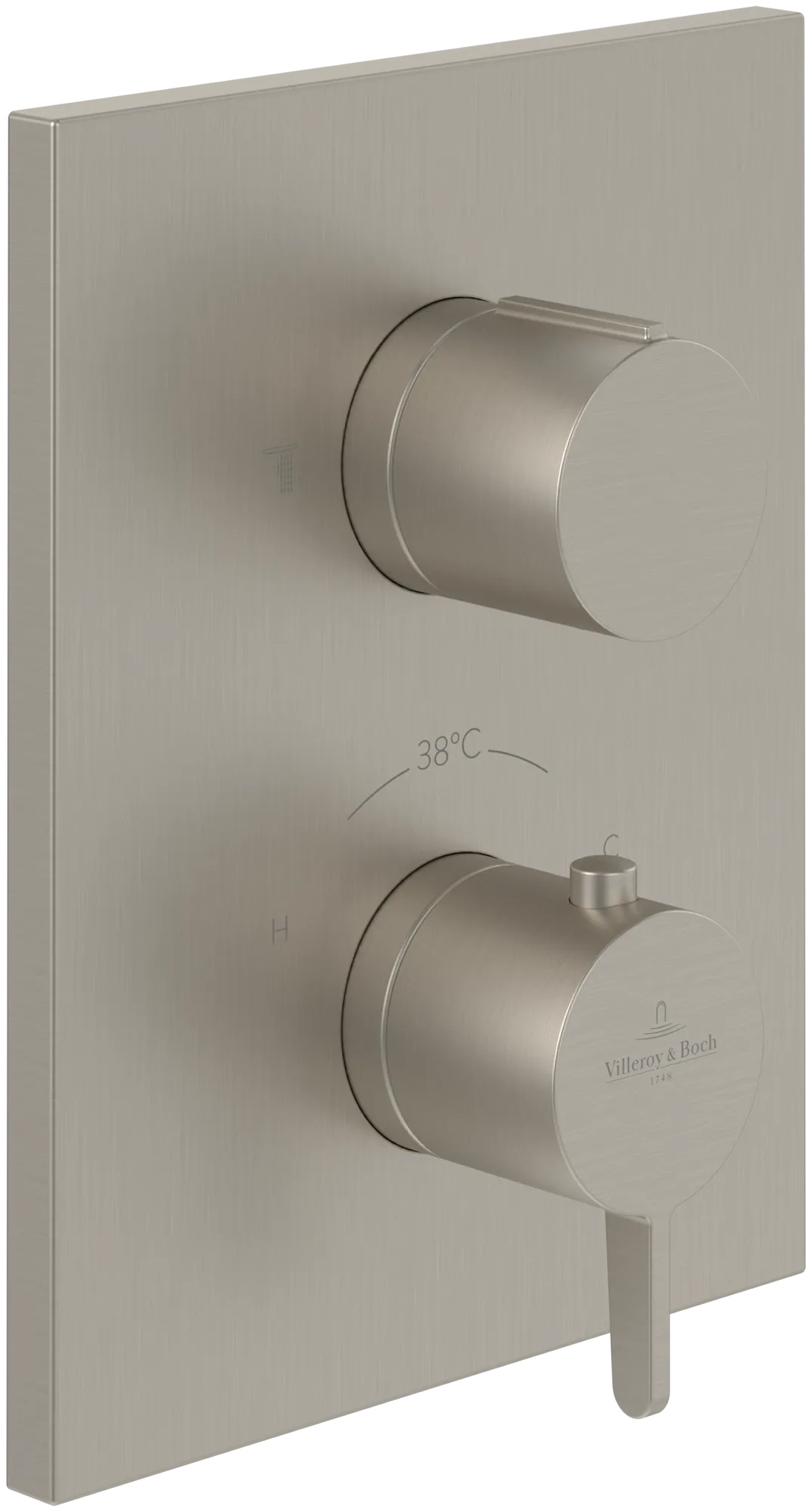 Villeroy & Boch Conum Unterputz-Thermostat, Brushed Nickel Matt, 190 mm Höhe, 150 x 45 x 190 mm, Laminarstrahl Villeroy & Boch Conum Unterputz-Thermostat, Brushed Nickel Matt, 190 mm Höhe, 150 x 45 x 190 mm, Laminarstrahl