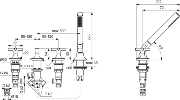 Ideal Standard Joy Neo Armaturen BD166AA 4-Loch-Badearmatur Wannenrand Ideal Standard Joy Neo Armaturen BD166AA 4-Loch-Badearmatur Wannenrand