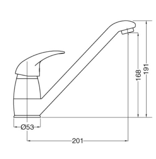 Spültisch-Einhandbatterie AqvaBasic II - schwenkbarer Gußauslauf - Kartusche mit keramischen Dichtscheiben - Heißwassersperre - Wassermengendurchflussregulierung - flexible Druckschläuche 3/8", DVGW W270 - chrom