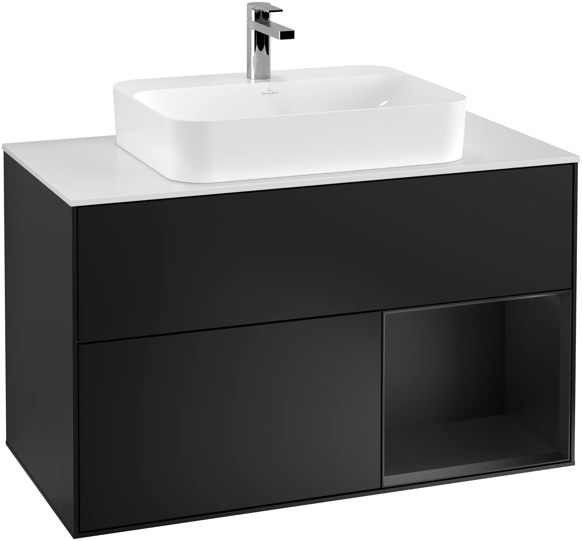 Villeroy & Boch Waschtischunterschrank „Finion“ für Schrankwaschtisch 1000 × 603 × 501 mm Black Matt Lacquer, für Becken mittig Villeroy & Boch Waschtischunterschrank „Finion“ für Schrankwaschtisch 1000 × 603 × 501 mm Black Matt Lacquer, für Becken mittig