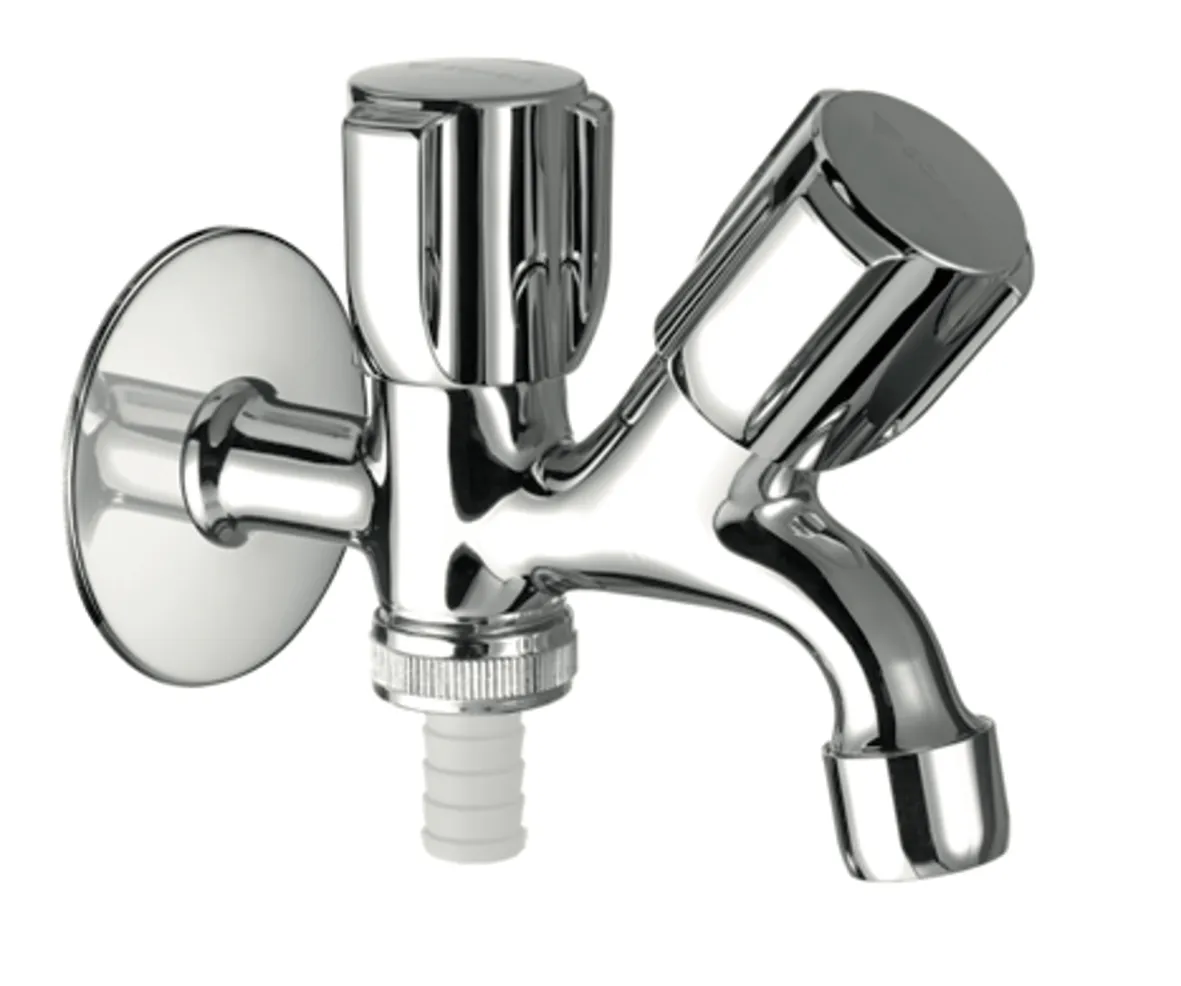 Kombi-Auslaufventil COMFORT, DN 15 G 1/2 AG, Schlauchverschraubung Ø 14,5 mm (DN 20 G 3/4 AG), chrom