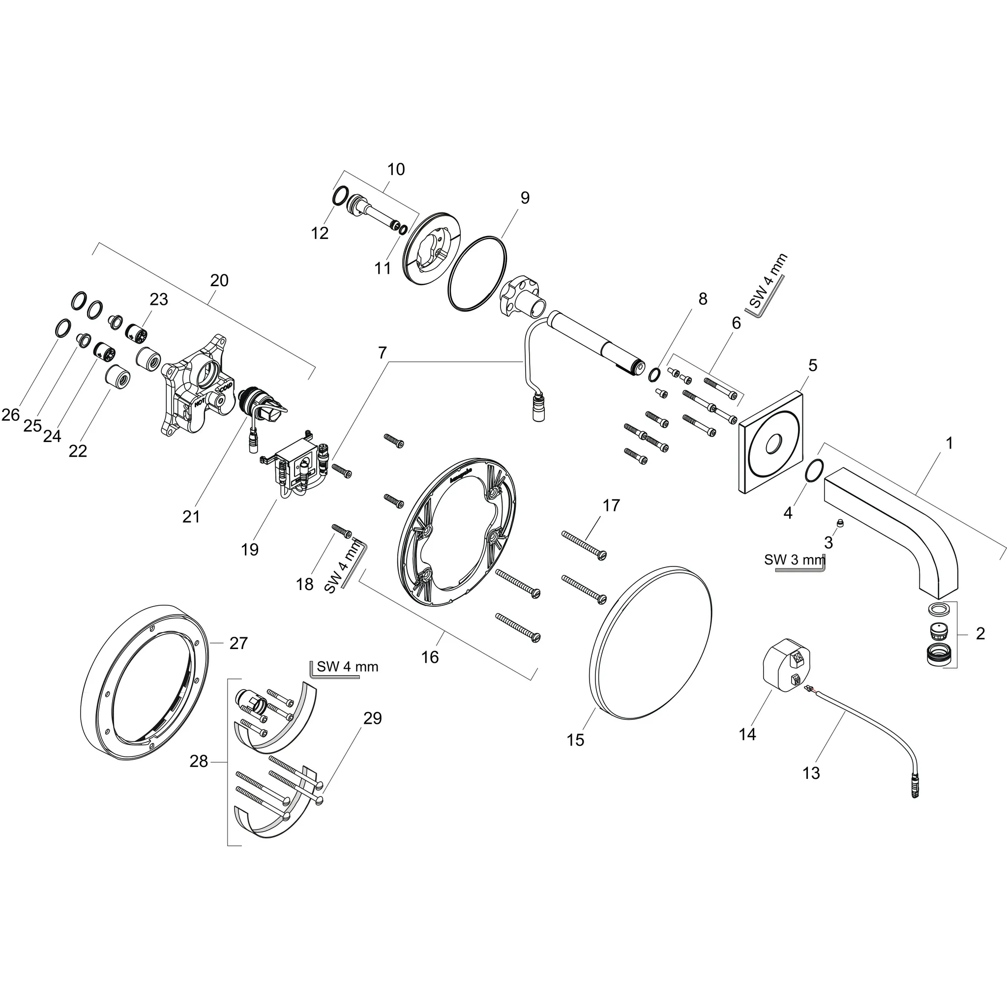 Waschtischmischer Unterputz Axor Citterio Elektronik langer Auslauf chrom Waschtischmischer Unterputz Axor Citterio Elektronik langer Auslauf chrom