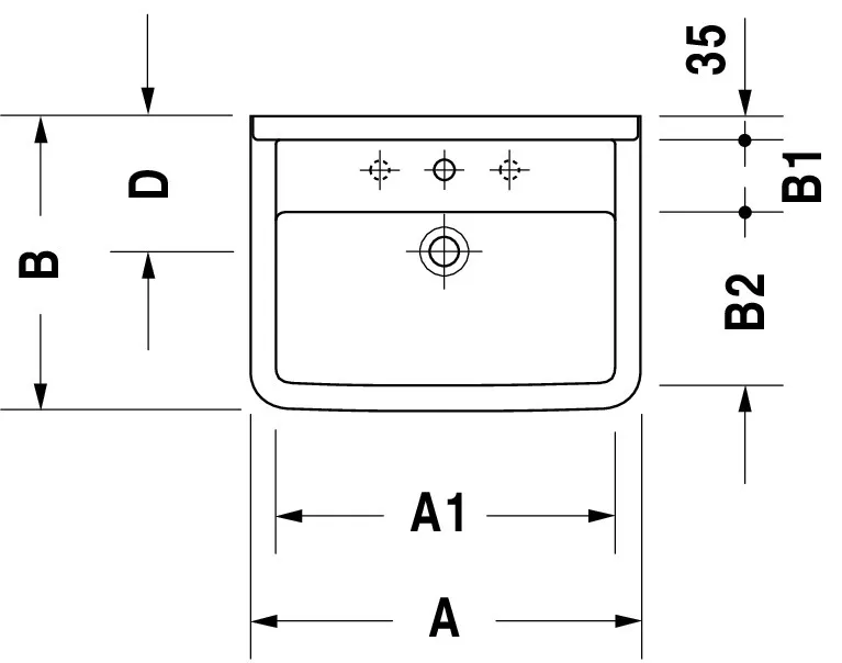 Wandwaschtisch „Starck 3“, mit Überlauf, Hahnlochposition mittig