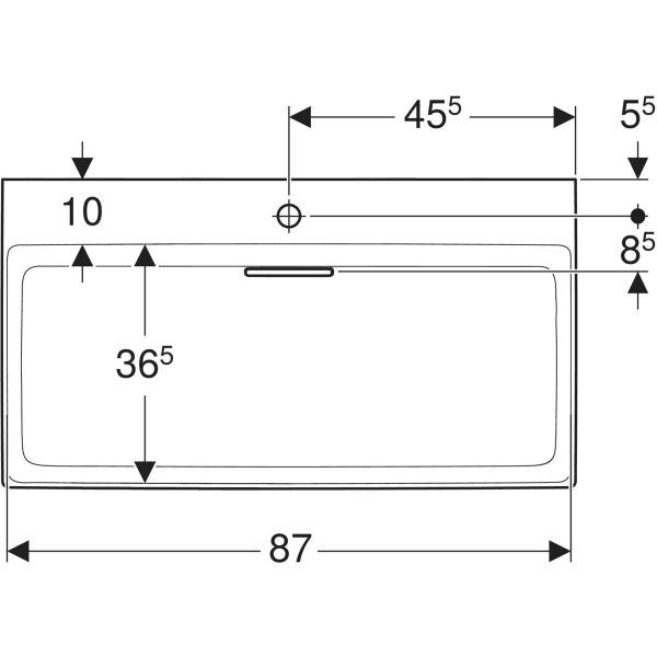 Wandwaschtisch „One“ mit horizontalem Ablauf, rechteckig, Hahnlochposition mittig 90 × 48 cm in weiß alpin mit KeraTect®