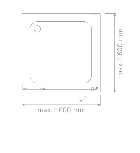 HSK Drehtür an Nebenteil mit Seitenwand „K2“ in Glas Klar hell