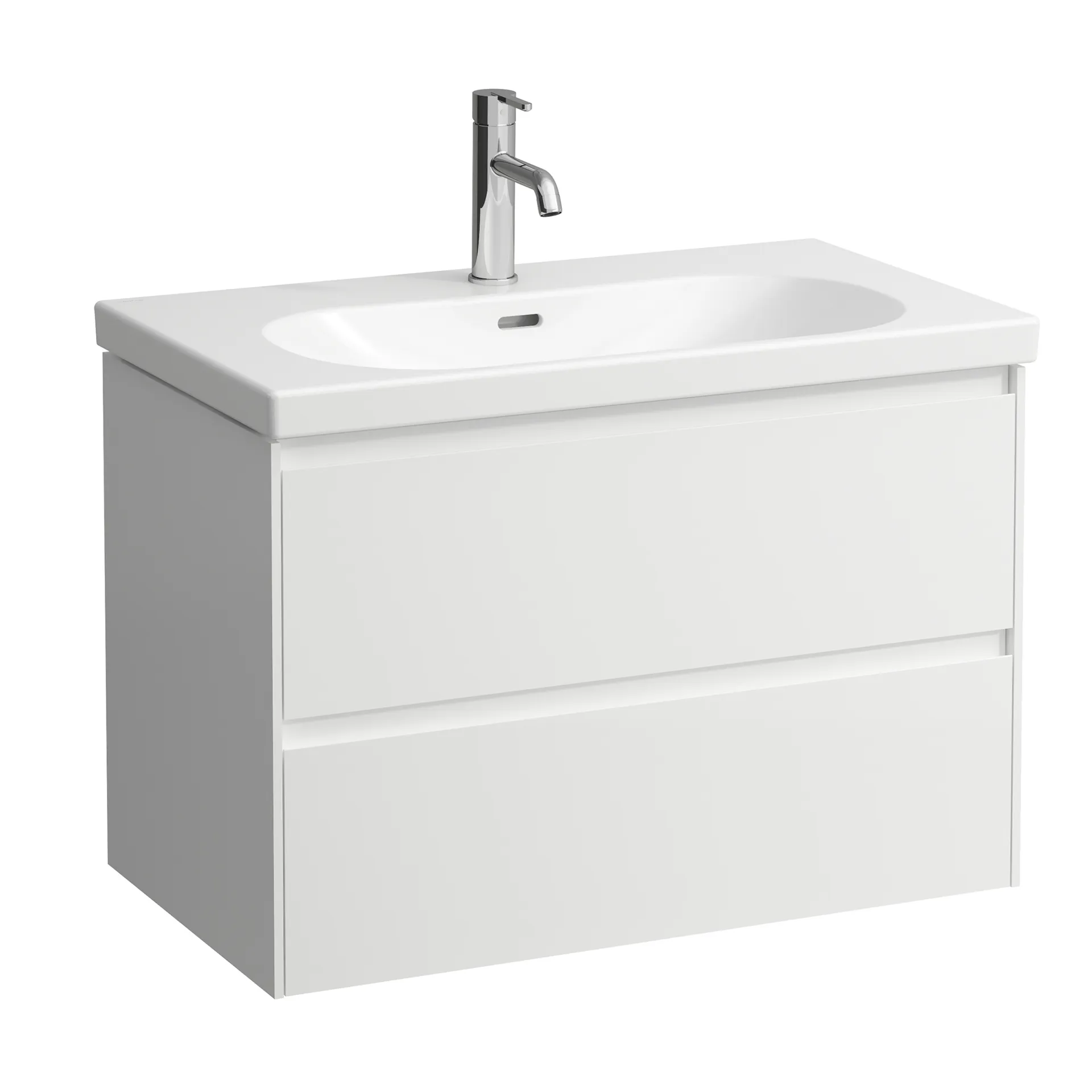 Waschtischunterbau LANI 442x784x515 mit 2 Schubladen integrierter Griffleiste Vollauszug und Soft-Close für Waschtisch LUA H810087 weiß matt Waschtischunterbau LANI 442x784x515 mit 2 Schubladen integrierter Griffleiste Vollauszug und Soft-Close für Waschtisch LUA H810087 weiß matt