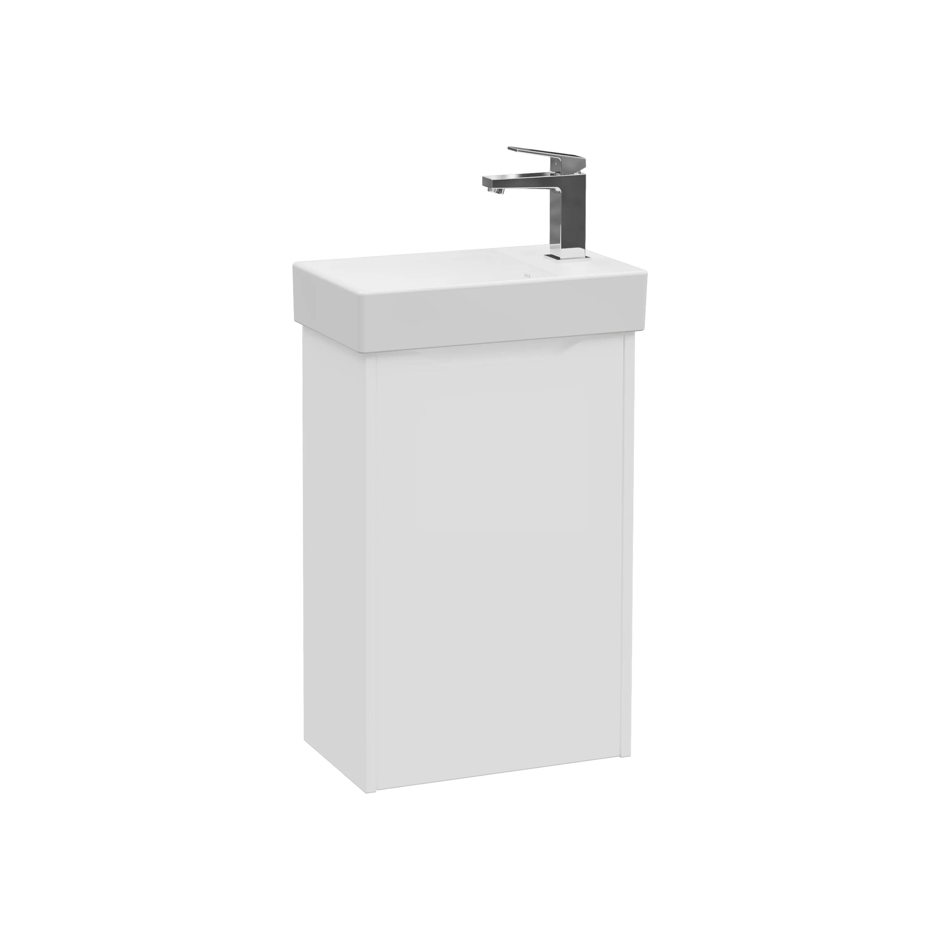 New Integra Square Set Handwaschbecken mit Unterschrank 1 Tür Türanschlag rechts 45 x 28 x 74 cm Weiß Hochglanz/Weiß Matt New Integra Square Set Handwaschbecken mit Unterschrank 1 Tür Türanschlag rechts 45 x 28 x 74 cm Weiß Hochglanz/Weiß Matt