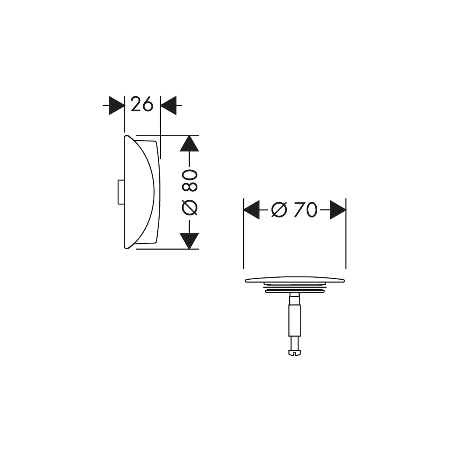 Ab-u.Überlaufgarnitur Flexaplus F-Set (Griff u.Stopfen) chrom