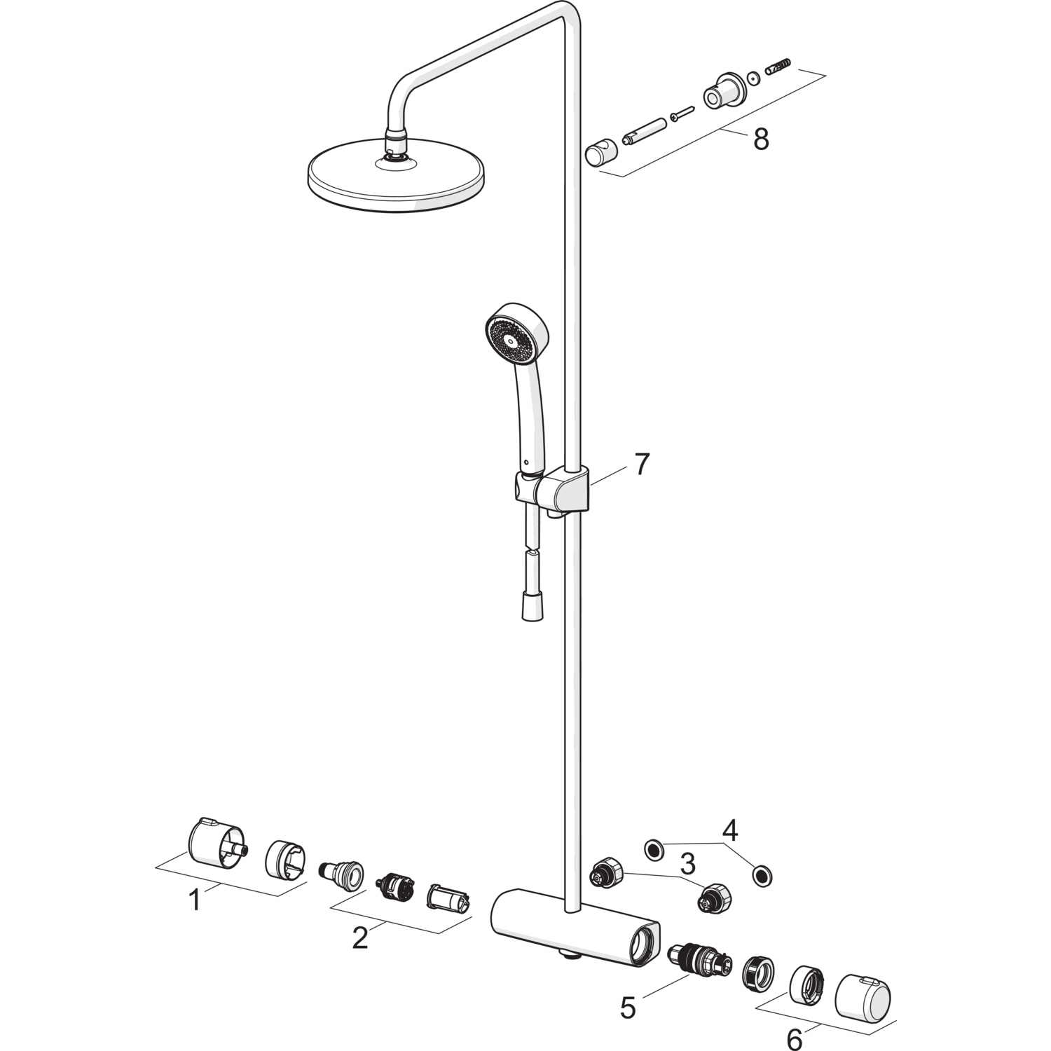 HA Regenbrause-Duscharmatur HANSAMICRA 4435 3-strahlig Ausladung 445-470 mm Chrom