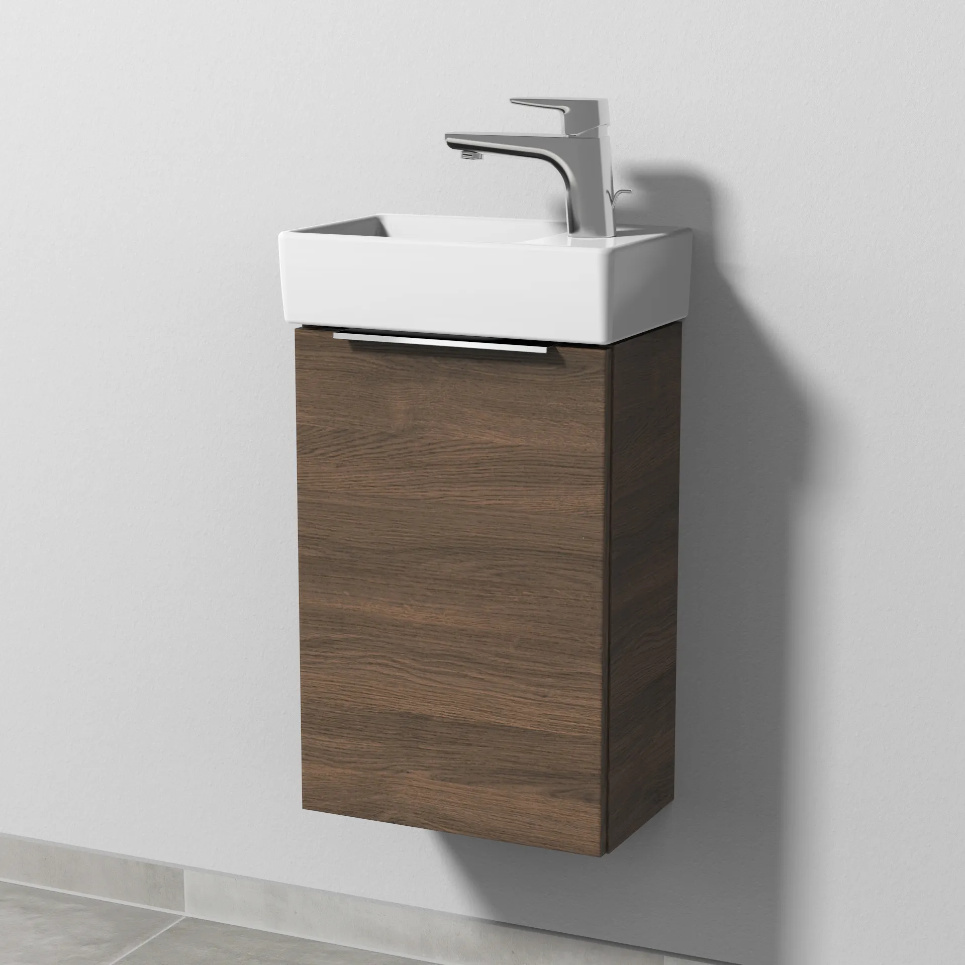 Sanipa Waschtischunterschrank „3way“ passend zu Keramik-Waschtische Avento von Villeroy & Boch 340 × 510 × 202 mm in Eiche Arizona, Anschlag links