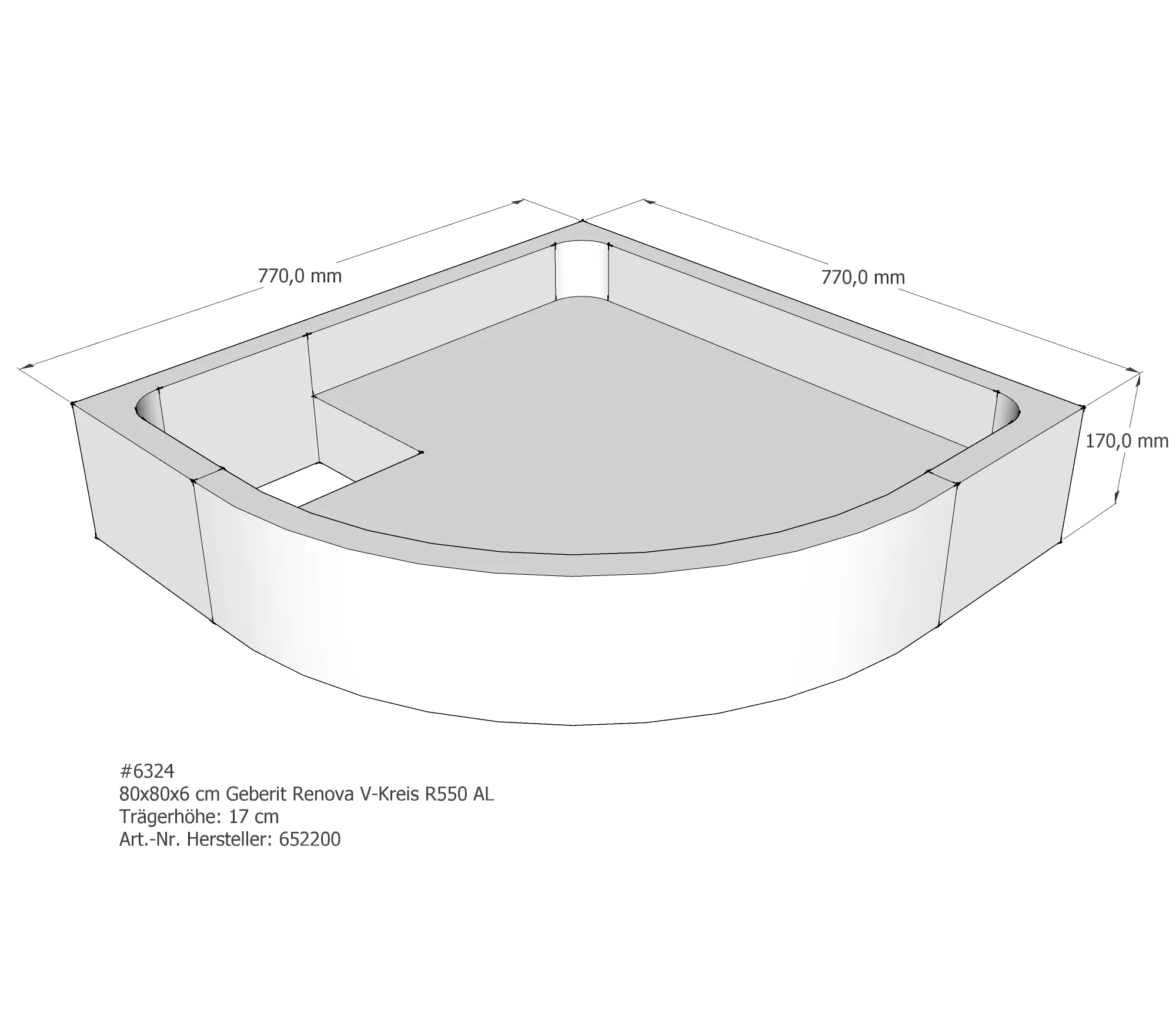 Duschwannenträger für Geberit Renova 80 × 80 × 6 cm Duschwannenträger für Geberit Renova 80 × 80 × 6 cm