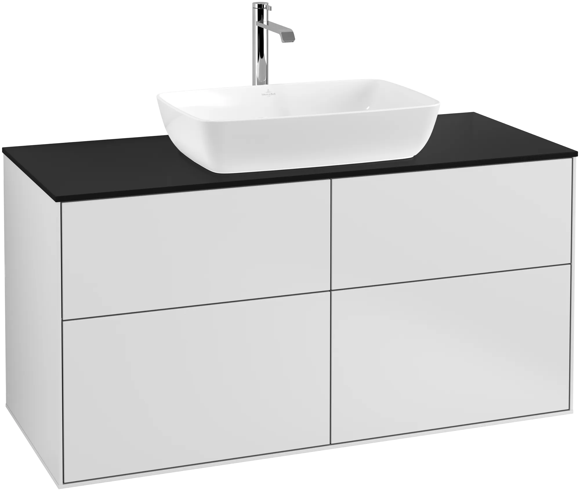 Villeroy & Boch Finion Waschbeckenunterschrank G79 1200x603x501mm White Matt Lacquer / Glass Black Matt