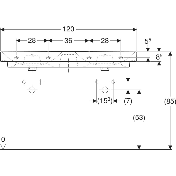 Wandwaschtisch „Smyle Square“, rechteckig, mit Überlauf, Hahnlochposition mittig 120 × 48 cm in weiß alpin Wandwaschtisch „Smyle Square“, rechteckig, mit Überlauf, Hahnlochposition mittig 120 × 48 cm in weiß alpin