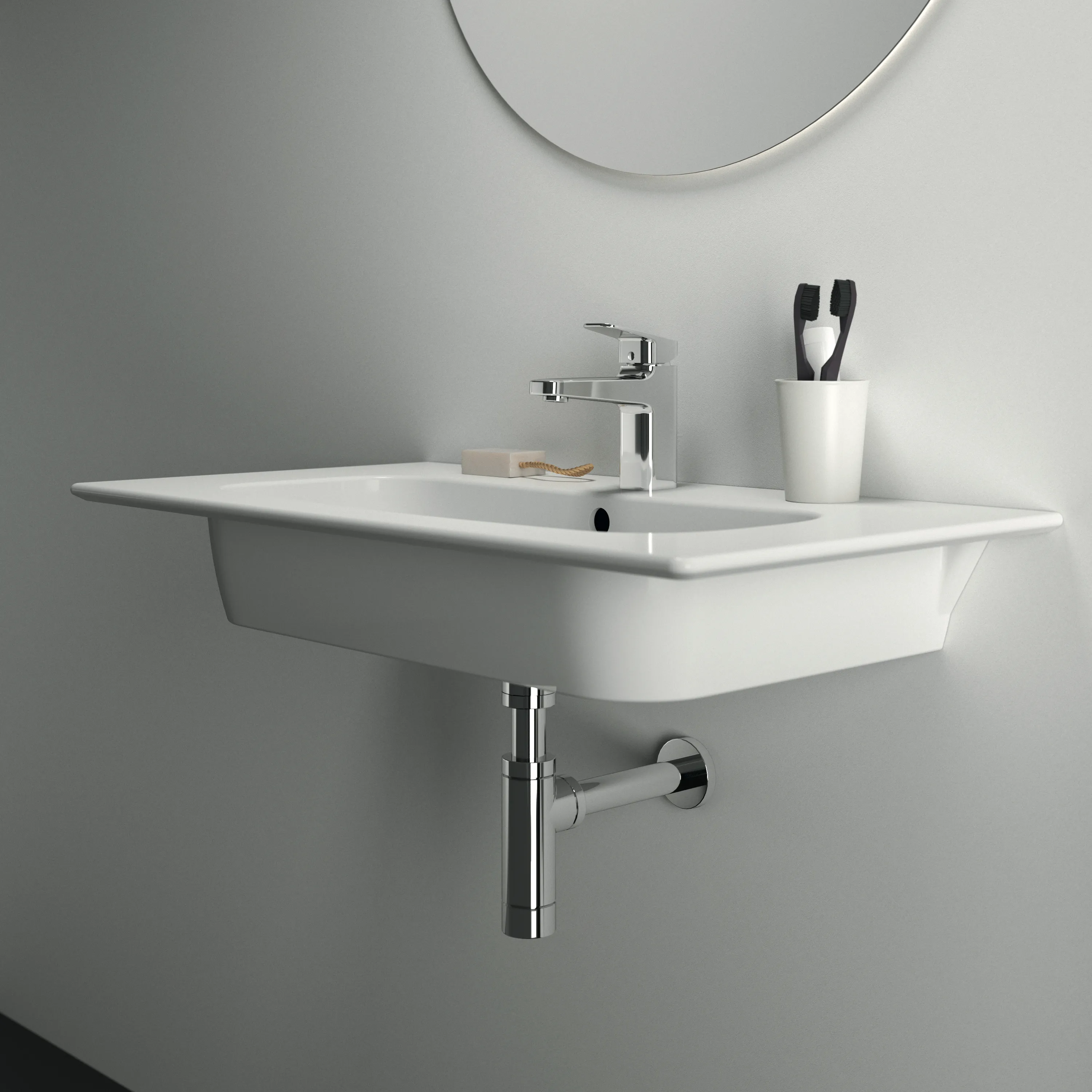 Waschbecken „i.life A“ 84 × 46 × 15,5 cm, Hahnlochposition mittig