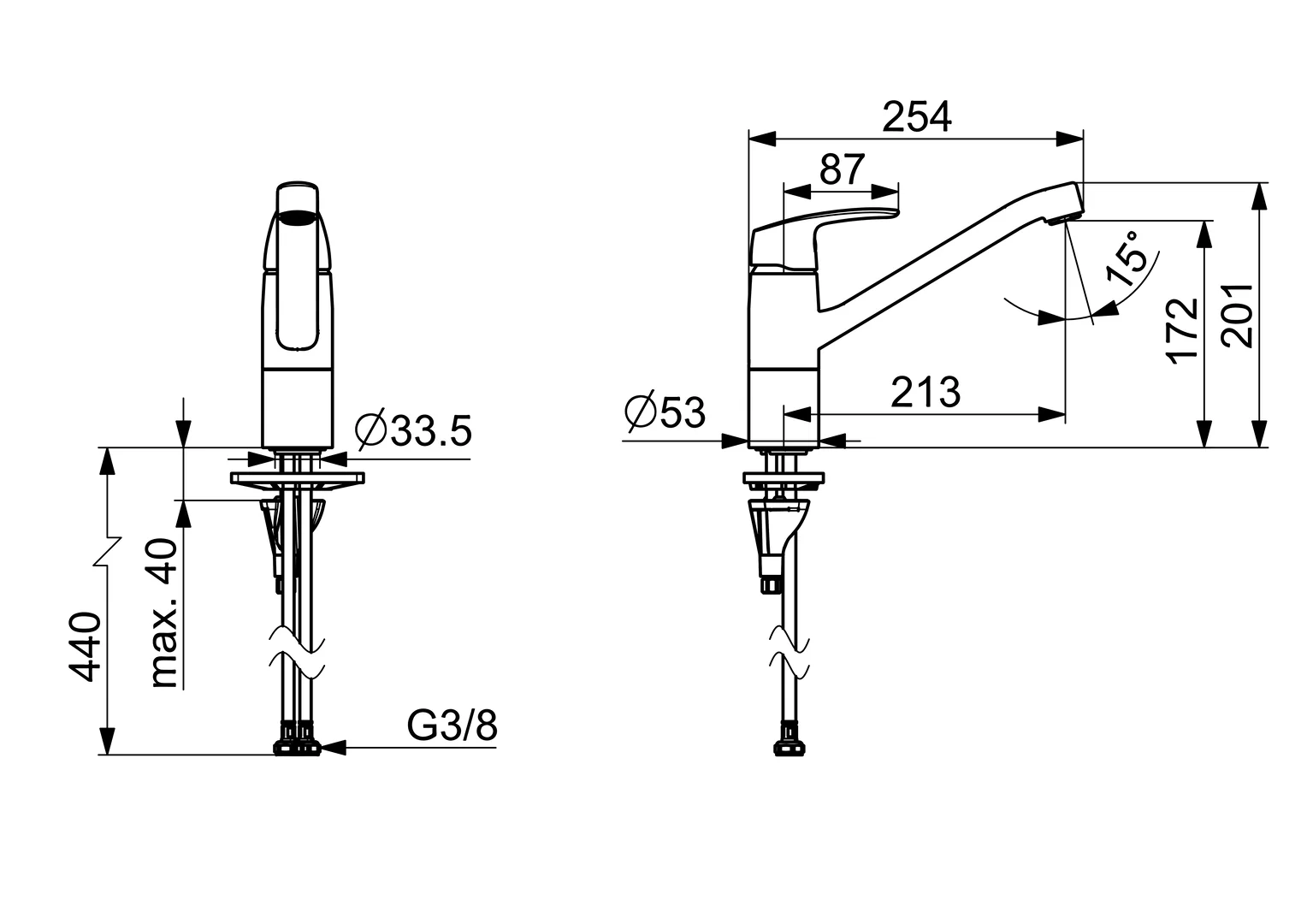 HansaPINTO Küchenarmatur Hansapinto 2017, Einhebelmischer, Chrom, DN15, Ausladung 213 mm