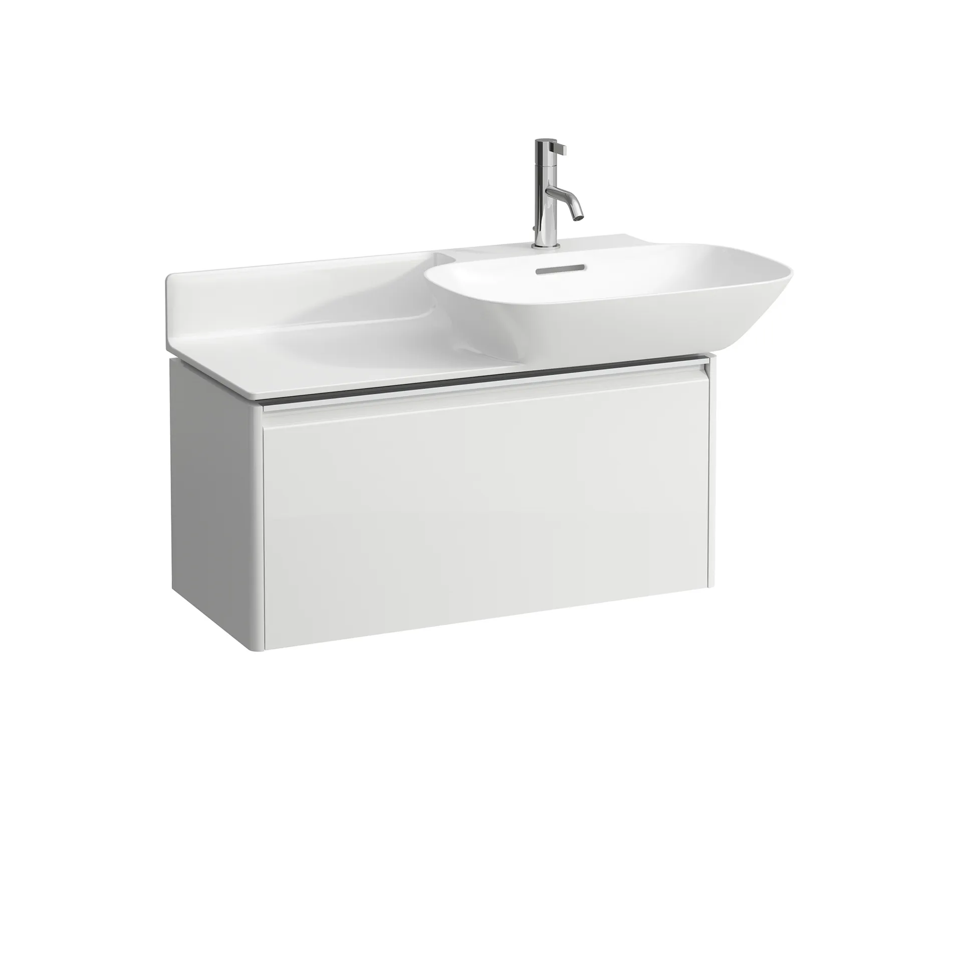 Waschtischunterbau BASE für INO 339x317x515 1 Schublade mit Griff aluminium eloxiert für Waschtische H813301/2 weiß matt