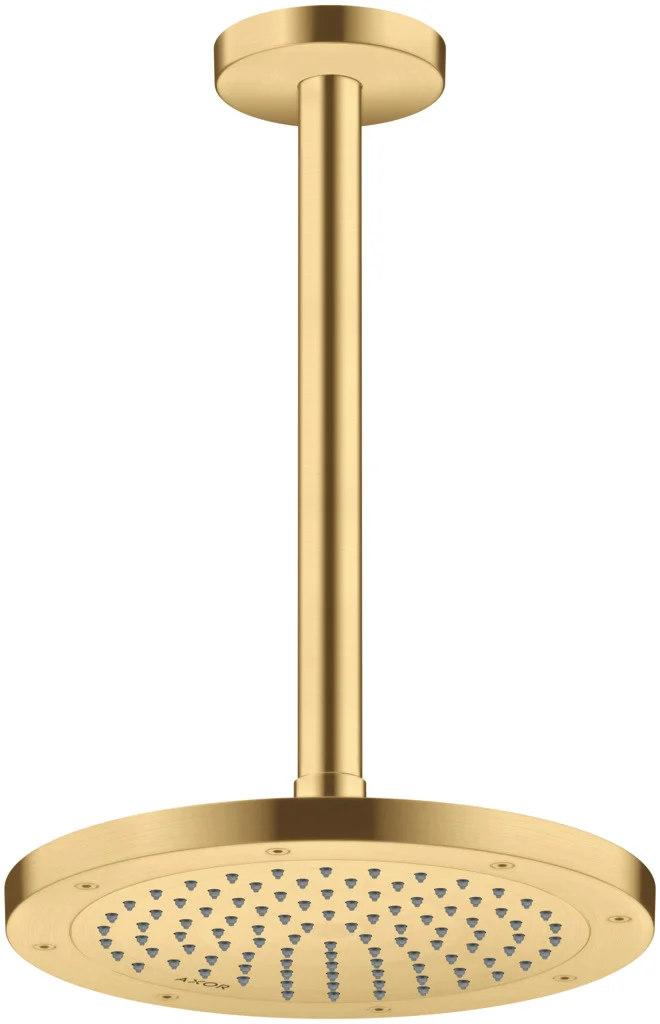Hansgrohe AXOR ShowerSolutions Kopfbrause 245 1jet EcoSmart Brushed Gold Optic, 245 mm Durchmesser, verstellbarer Winkel, abnehmbar zur Reinigung, für Decken- oder Wandmontage, G 1/2 Anschlussgewinde Hansgrohe AXOR ShowerSolutions Kopfbrause 245 1jet EcoSmart Brushed Gold Optic, 245 mm Durchmesser, verstellbarer Winkel, abnehmbar zur Reinigung, für Decken- oder Wandmontage, G 1/2 Anschlussgewinde