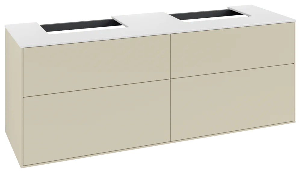 Villeroy & Boch Finion Waschbeckenunterschrank G18, 1600x603x501mm, Silk Grey Matt Lacquer / Glass White Matt