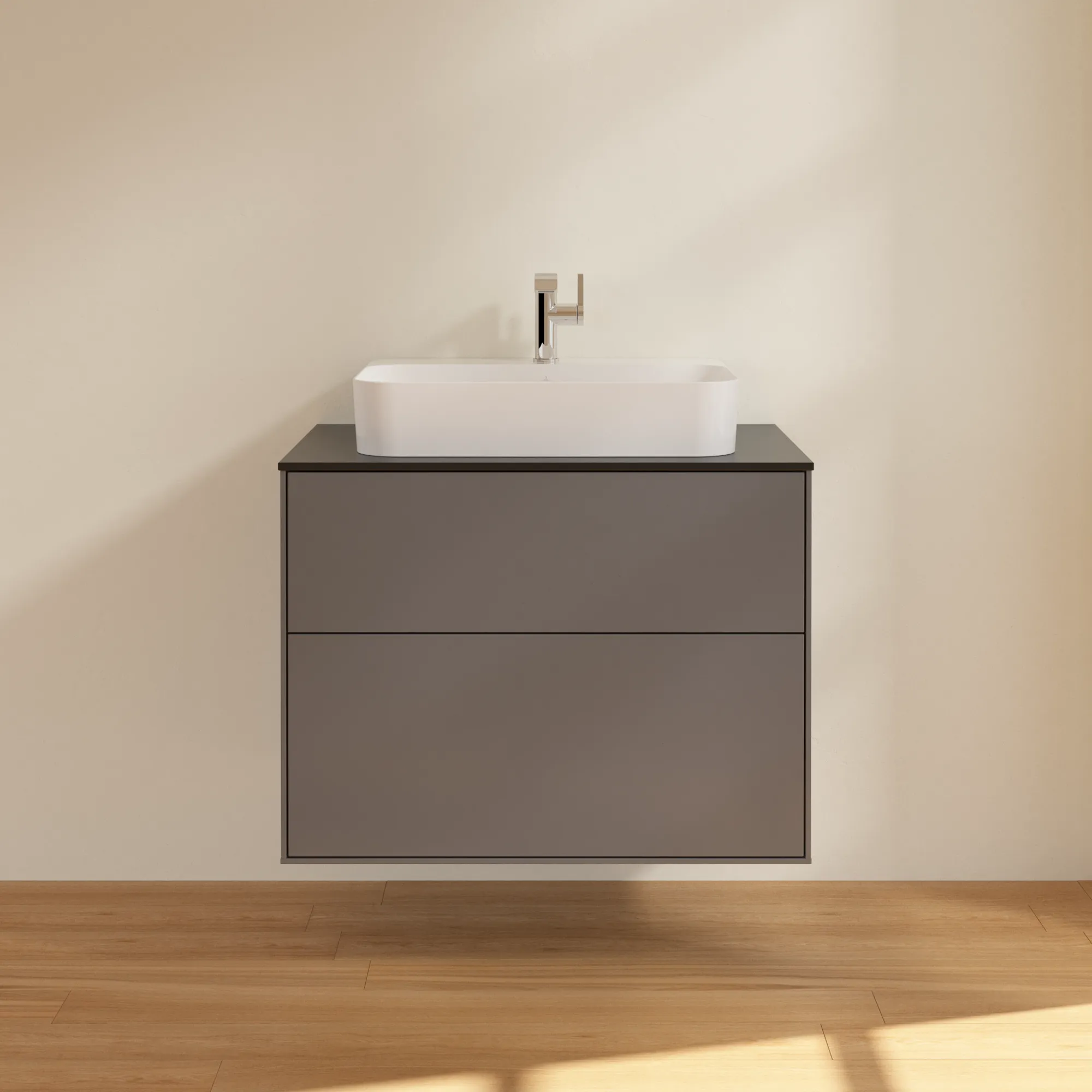 Villeroy & Boch Waschbeckenunterschrank Finion G34, Anthracite Matt Lacquer, 800x603x501 mm, mit Beleuchtung und SoftClosing Villeroy & Boch Waschbeckenunterschrank Finion G34, Anthracite Matt Lacquer, 800x603x501 mm, mit Beleuchtung und SoftClosing