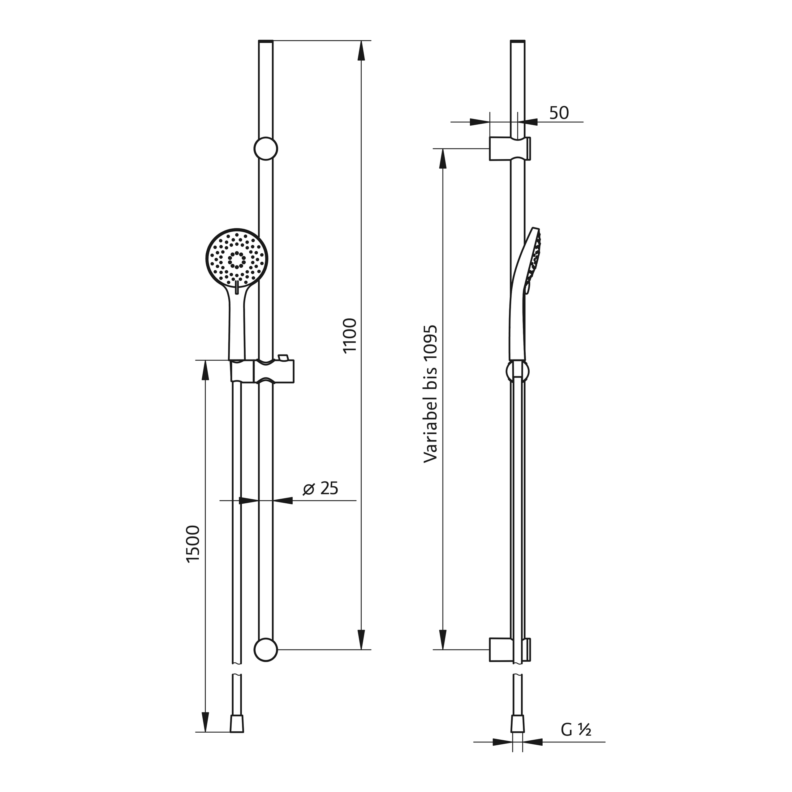 Handbrause ⌀ 2,5 cm Handbrause ⌀ 2,5 cm
