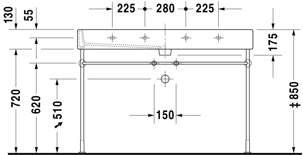 Wandwaschtisch „Vero“, mit Überlauf, Hahnlochposition mittig Wandwaschtisch „Vero“, mit Überlauf, Hahnlochposition mittig