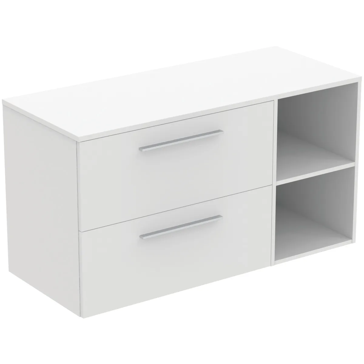 Möbel-Set 120cm i.life B 2 Auszüge 2 offene Fächer Griff Chrom Weiß matt Möbel-Set 120cm i.life B 2 Auszüge 2 offene Fächer Griff Chrom Weiß matt