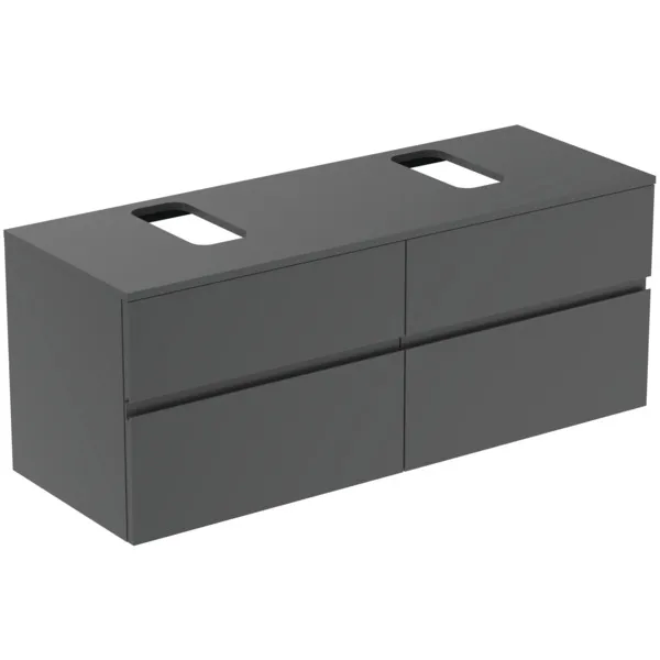 Ideal Standard Waschtischunterschrank Finesse Anthrazit matt 1402x505x558 mm 4 Schubladen mit Softclose-Mechanismus