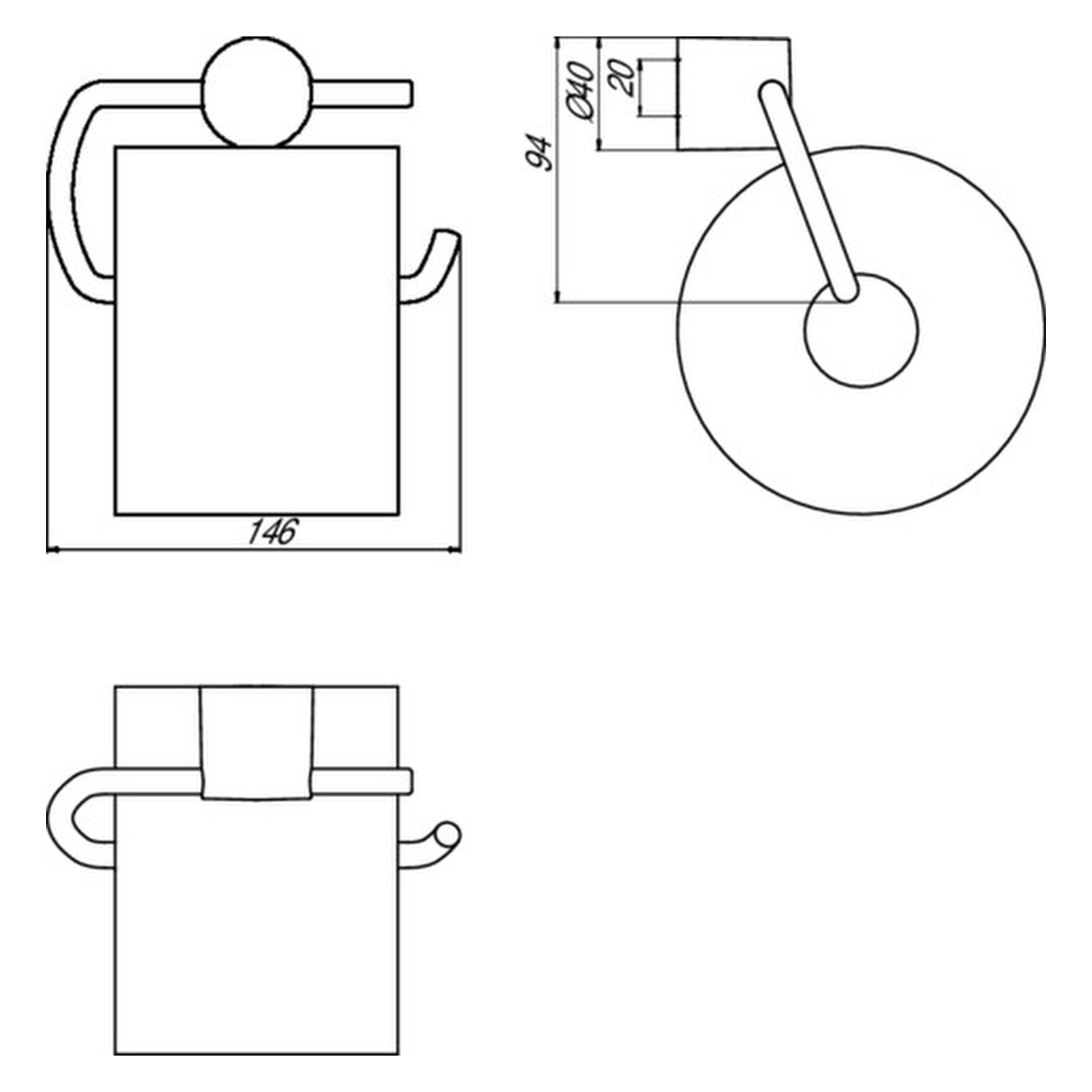 emco Toilettenpapierhalter ohne Deckel „rondo 2“ 6,4 × 9,4 cm in chrom, Befestigung verdeckt