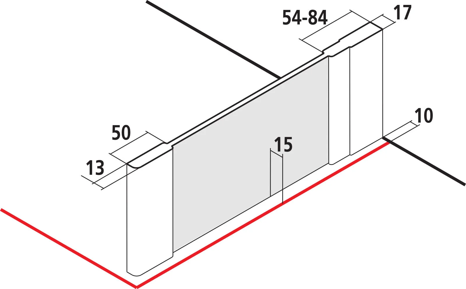 Kermi Duschdesign IBIZA 2000 Seitenwand, H 2000 mm, SW 680-710 mm, weiß