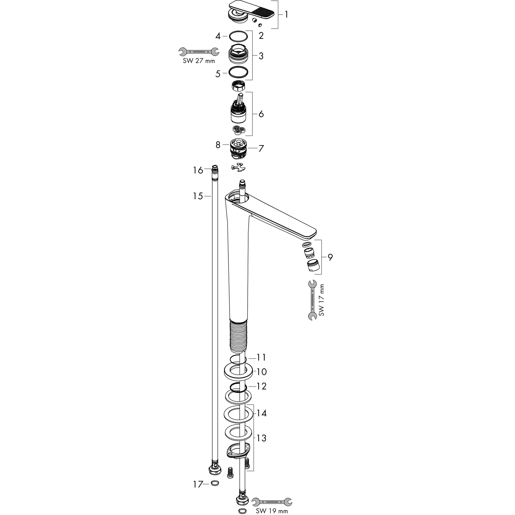 Einhand-Waschtischarmatur „Axor Citterio C“ Ausladung 158 mm in Chrom
