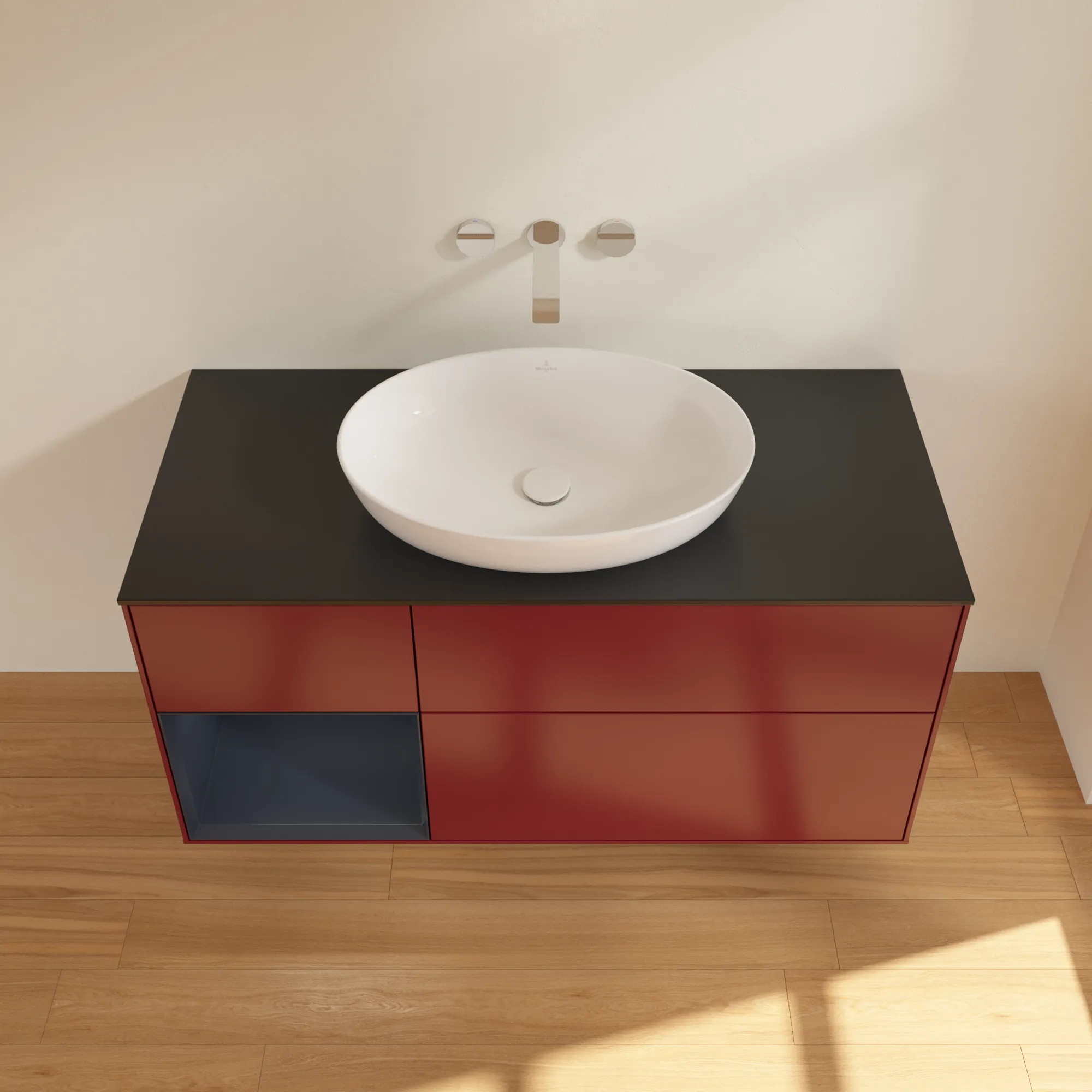 Villeroy & Boch Waschtischunterschrank „Finion“ für Schrankwaschtisch 1200 × 603 × 501 mm Peony Matt Lacquer, für Becken mittig, ohne Hahnlochbohrung Villeroy & Boch Waschtischunterschrank „Finion“ für Schrankwaschtisch 1200 × 603 × 501 mm Peony Matt Lacquer, für Becken mittig, ohne Hahnlochbohrung