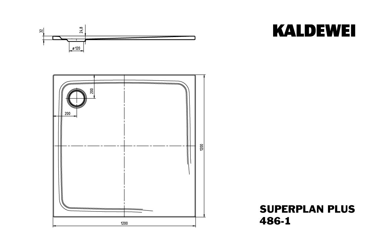 Kaldewei quadrat Duschwanne „Superplan Plus“ 120 × 120 cm in alpinweiß