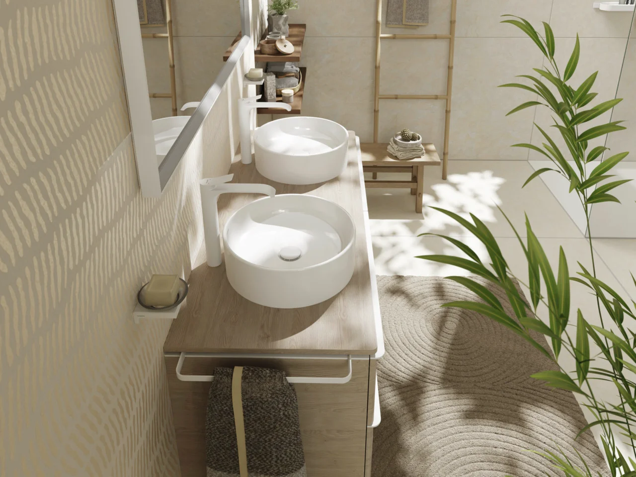 Hansgrohe Xarita E Spiegel 1400/700/50 mm, Mattweiß, LED-Beleuchtung mit Infrarotsensor, stufenlos dimmbar, AntiFog, Wandmontage