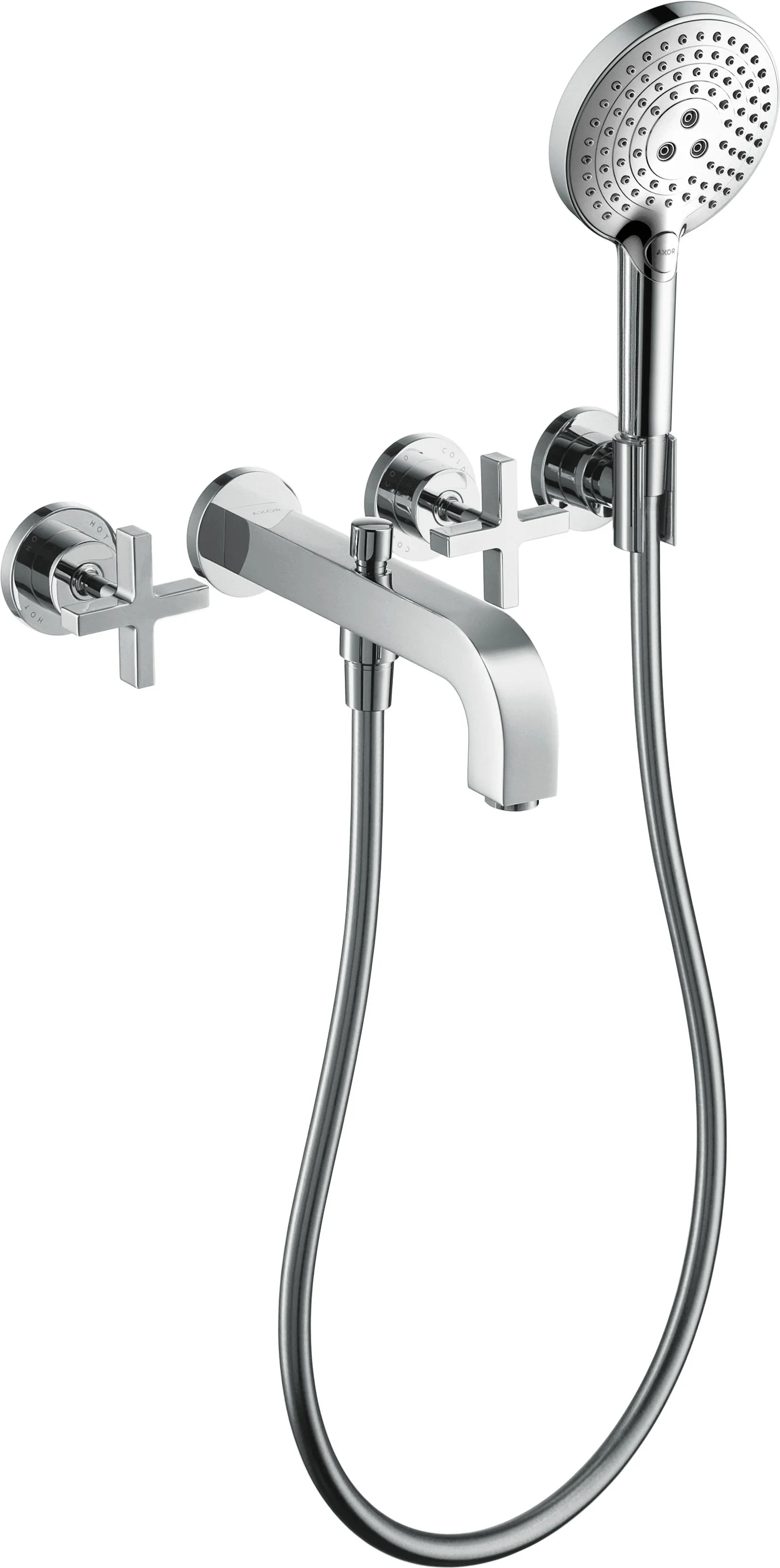 Hansgrohe AXOR Citterio 3-Loch Wannenarmatur Chrom, Ausladung 222 mm, Wandmontage