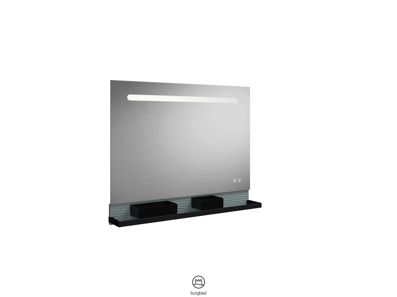 burgbad Fiumo Leuchtspiegel, 1000x817 mm, Alu-Optik, LED 5700 K, 2 USB-Ports, Spiegelheizung 38 W, IP44