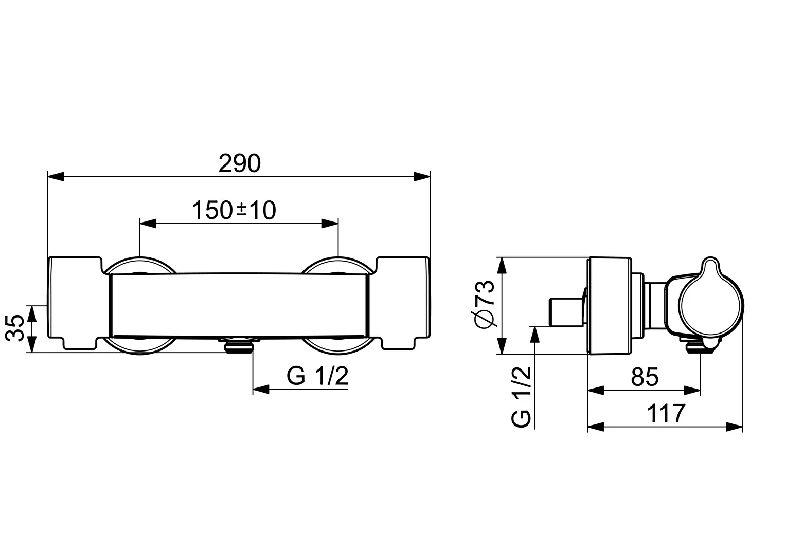 HansaCLINICA Duscharmatur Hansaclinica 2018 Thermostat Chrom Wandmontage