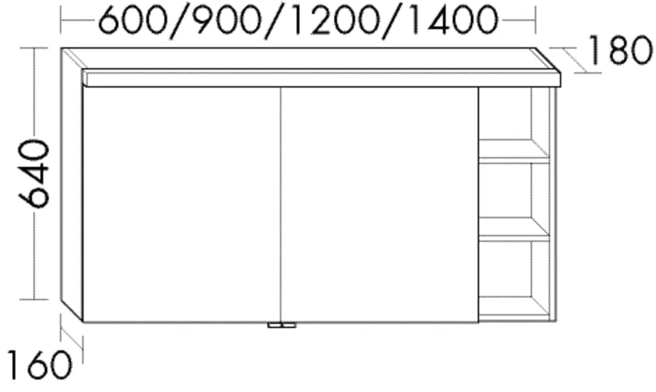 Spiegelschrank Orell von burgbad - LED-Aufsatzleuchte, beidseitig verspiegelt, 180x600x640 mm
