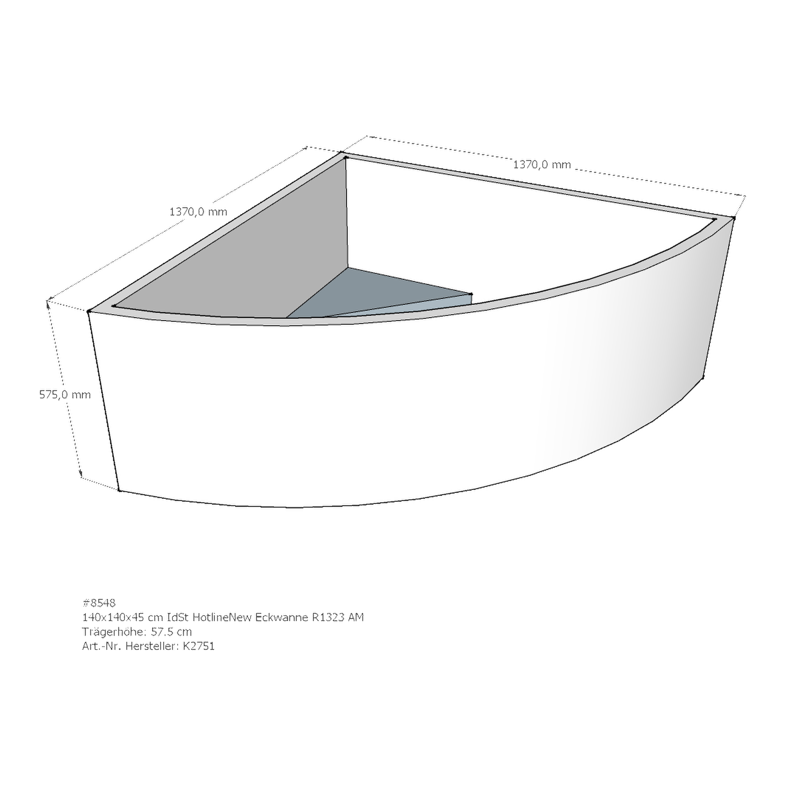 Badewannenträger für Ideal Standard HotlineNeu 140 × 140 × 45 cm