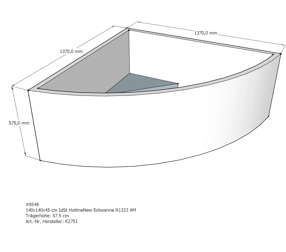 Badewannenträger für Ideal Standard HotlineNeu 140 × 140 × 45 cm