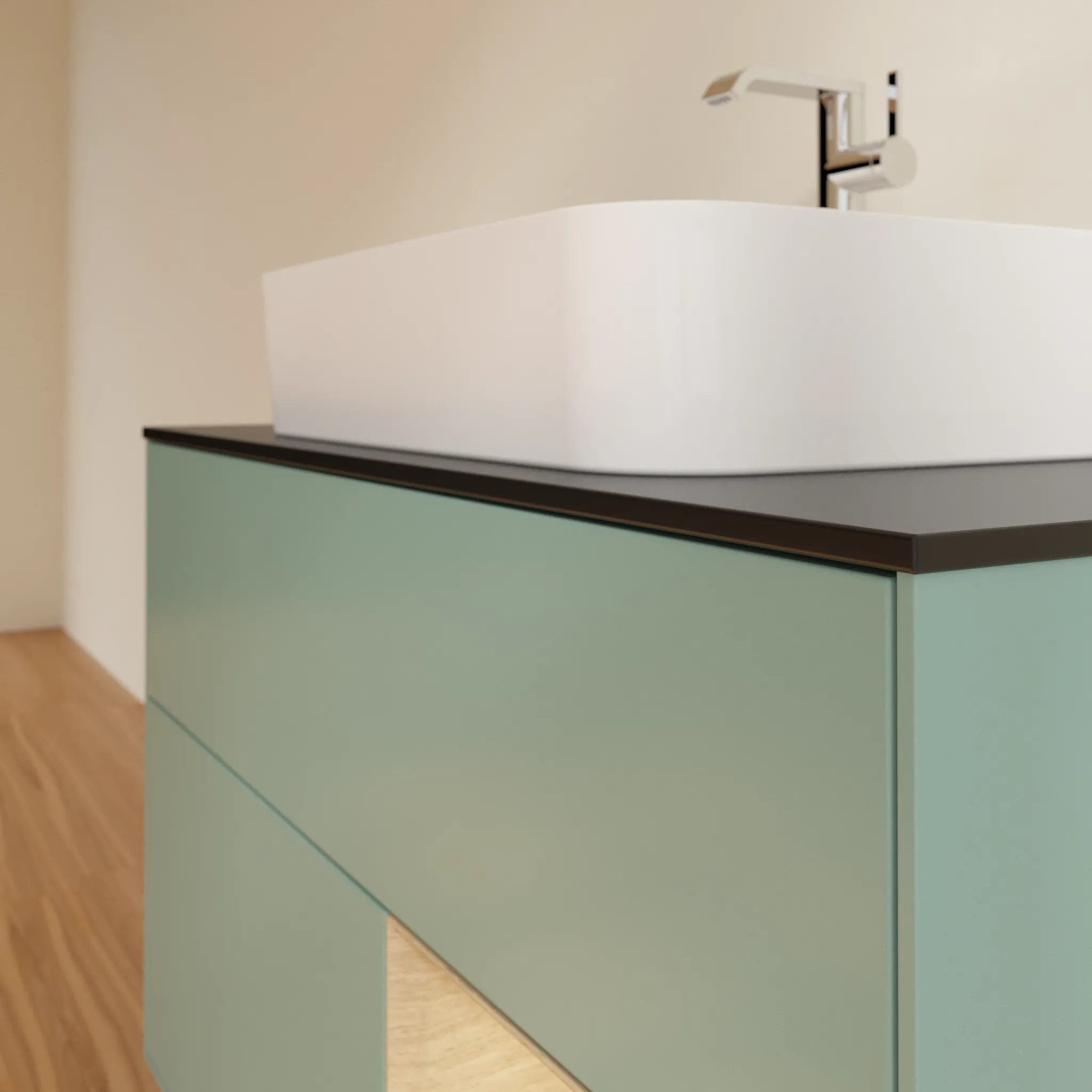 Villeroy & Boch Waschtischunterschrank „Finion“ für Schrankwaschtisch 1000 × 603 × 501 mm Olive Matt Lacquer, für Becken mittig Villeroy & Boch Waschtischunterschrank „Finion“ für Schrankwaschtisch 1000 × 603 × 501 mm Olive Matt Lacquer, für Becken mittig