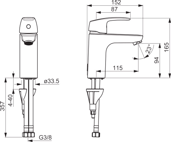 Einhebelmischer Waschtischbatterie „Pinto XL“ in Chrom