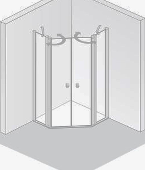 HSK teilgerahmte Fünfeckdusche pendelbar 4-teilig „Exklusiv 2.0“ Glas Klar hell, Profile Alu Silber-matt, H: 2000 mm HSK teilgerahmte Fünfeckdusche pendelbar 4-teilig „Exklusiv 2.0“ Glas Klar hell, Profile Alu Silber-matt, H: 2000 mm