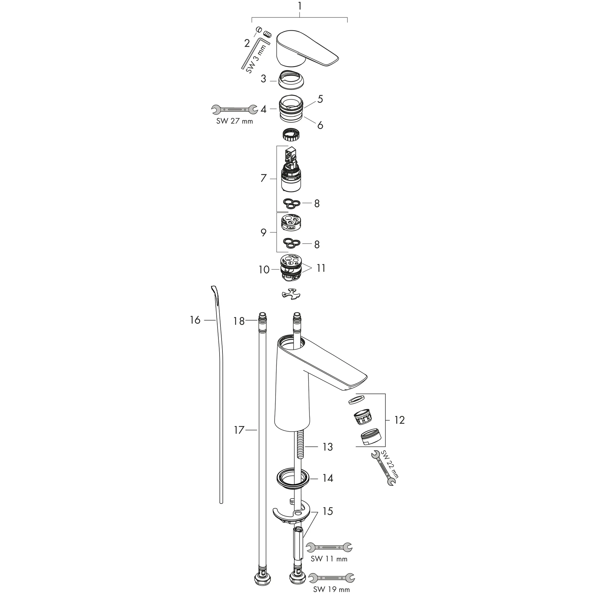 Hansgrohe Talis E Einhebel-Waschtischmischer 110 mit Zugstangen-Ablaufgarnitur, Chrom