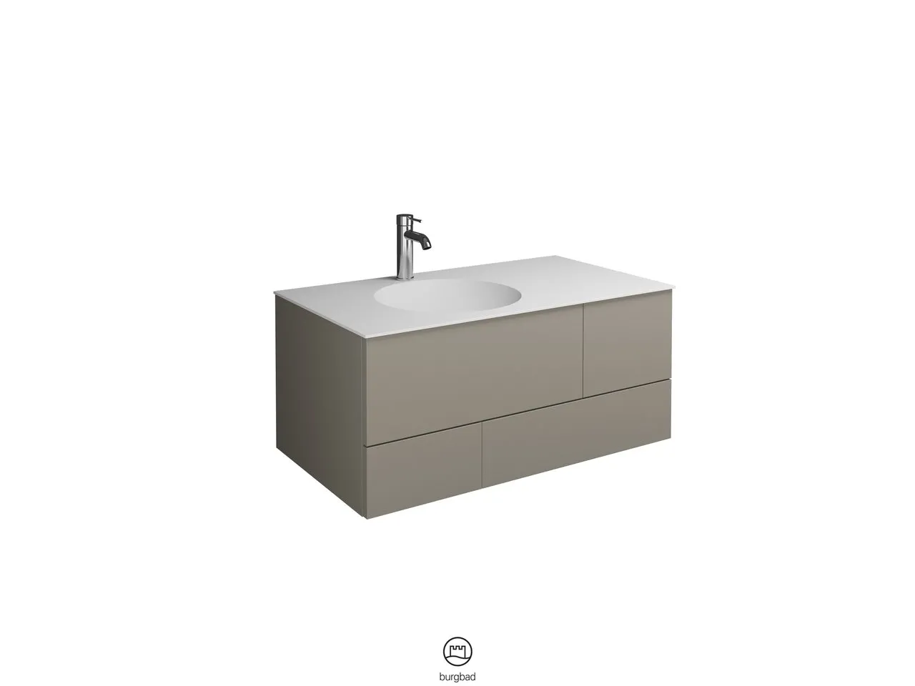 Coco Mineralguss-Waschtisch inkl. Waschtischunterschrank, 90 x 370 mm Muldentiefe, 1 Schublade oben mit Siphonausschnitt, 1 Schublade unten, 1 Metallbox, inkl. burgbad cleanFlow, H: 406 mm, B: 906 mm, T: 505 mm Coco Mineralguss-Waschtisch inkl. Waschtischunterschrank, 90 x 370 mm Muldentiefe, 1 Schublade oben mit Siphonausschnitt, 1 Schublade unten, 1 Metallbox, inkl. burgbad cleanFlow, H: 406 mm, B: 906 mm, T: 505 mm