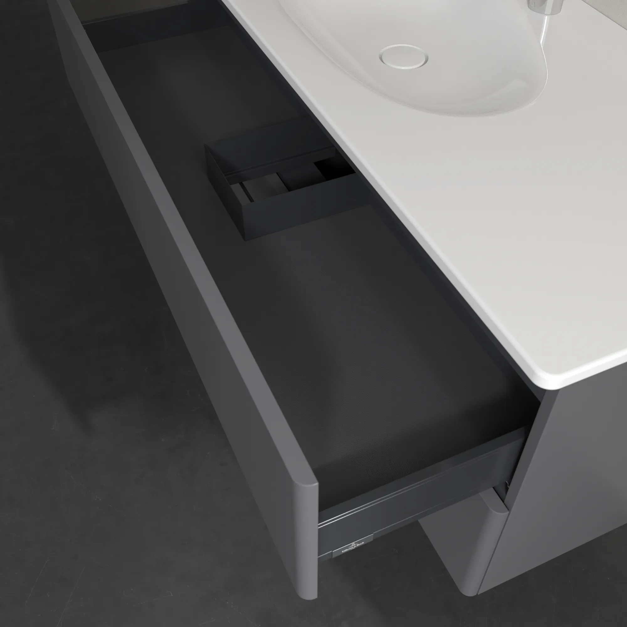 Villeroy & Boch Waschtischunterschrank für Schrankwaschtisch „Antao“ 1188 × 504 × 493 mm Anthracite Matt Lacquer, ohne Hahnlochbohrung, für Becken links, ohne Beleuchtung