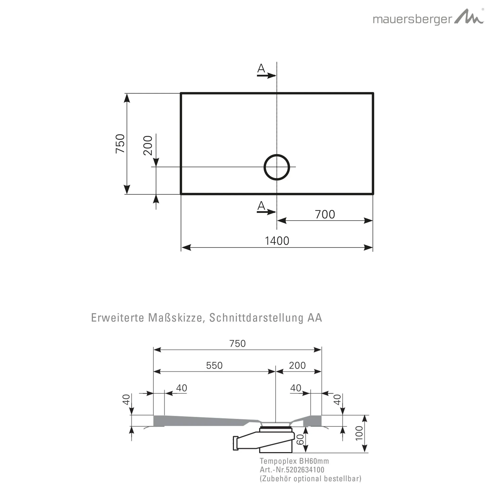 Mauersberger davisi Acryl-Duschflächen-Block 140⁄75, weiß Mauersberger davisi Acryl-Duschflächen-Block 140⁄75, weiß