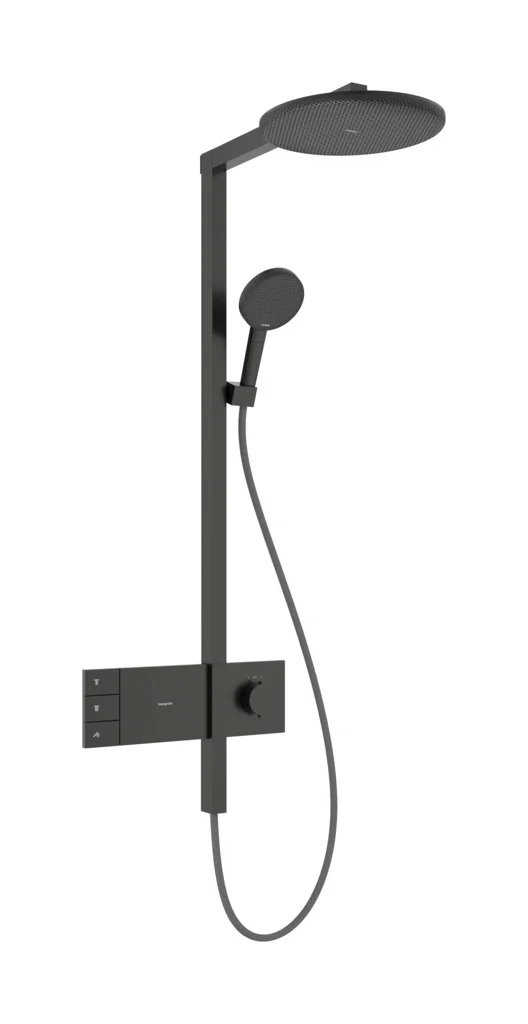 Hansgrohe Raindance Alive S Showerpipe 300 2jet EcoSmart mit Thermostat BBC, Brushed Black Chrome, 150 ± 12 mm Stichmaß