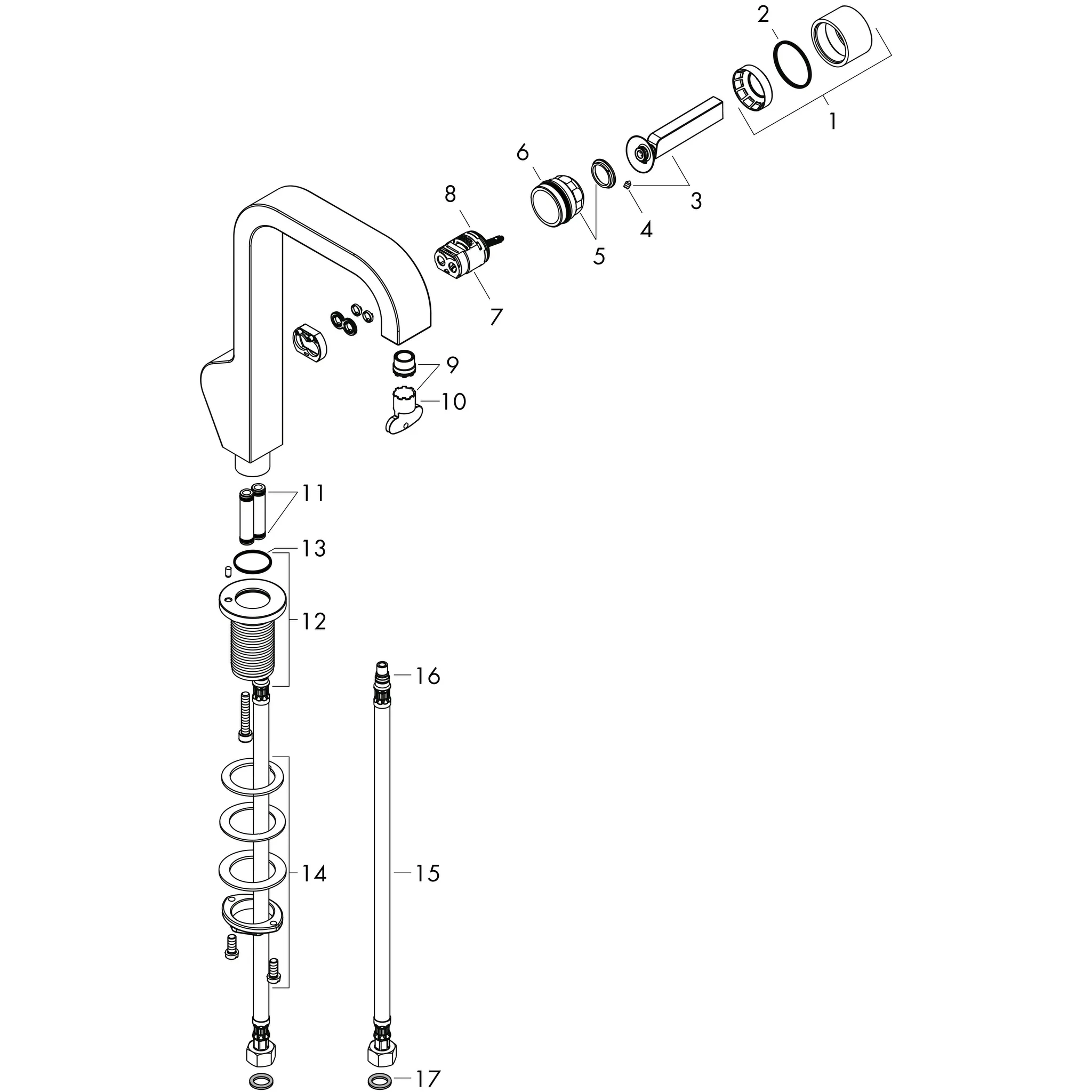 Hansgrohe AXOR Citterio Einhebel-Waschtischmischer 190 mit Pingriff und Ablaufgarnitur, Chrom Hansgrohe AXOR Citterio Einhebel-Waschtischmischer 190 mit Pingriff und Ablaufgarnitur, Chrom