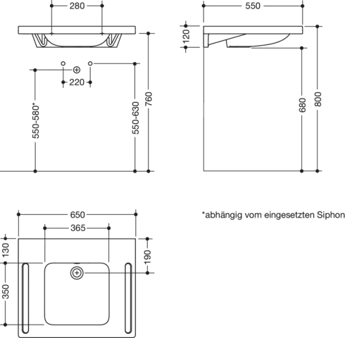 HEWI Waschtisch PG87, alpinweiß, 650x550mm HEWI Waschtisch PG87, alpinweiß, 650x550mm